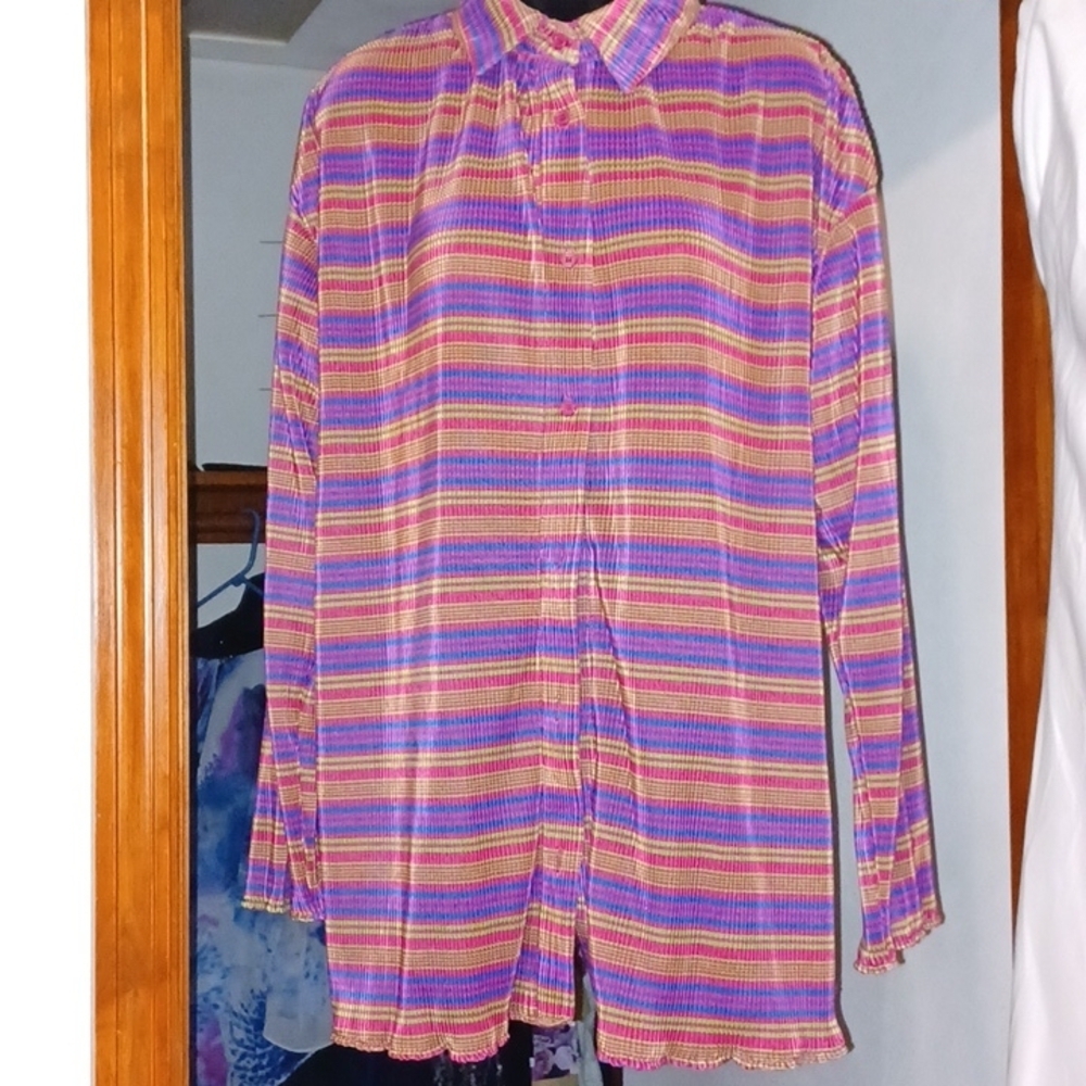 Satiny Long Sleeve striped oversize Blouse